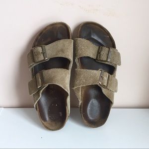 olive suede Birkenstocks